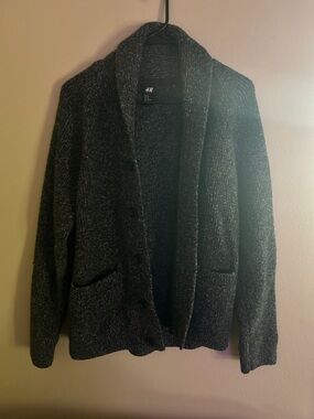 H&M Men's Charcoal Shawl Collar Cardigan